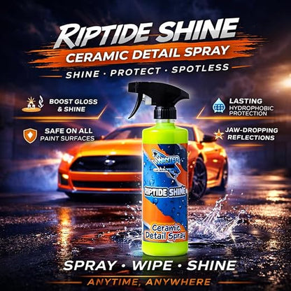 Winter White Riptide Shine Ceramic Detail Spray, Incredible Shine and Protection for Vehicle Paint, Extreme Water Beading, Safe for Cars, Trucks, Motorcycles, RV's and More, 16 oz. (Pack of 2)