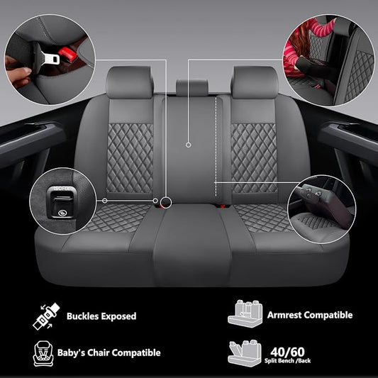 F150 Seat Covers, Custom Ford F150 Truck Seat Cover Fit for 2015-2025 F150 and 2017-2025 F250 F350 F450 Super Duty Crew Cab XL XLT Lariat King Ranch Platinum (Grey, Front and Rear(5 Seats))