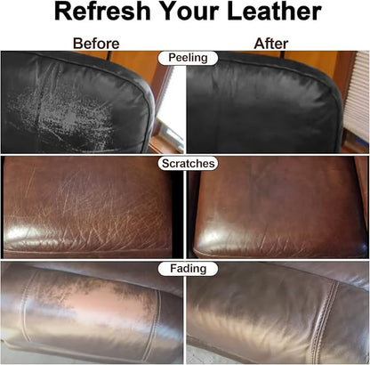 Dark Brown Leather Recoloring Balm, Leather Repair Kit for Furniture, Leather Scratch Remover, Leather Color Restorer for Couch, Car Seats, Shoes - Repair Leather Dye for Scratched and Faded Leather