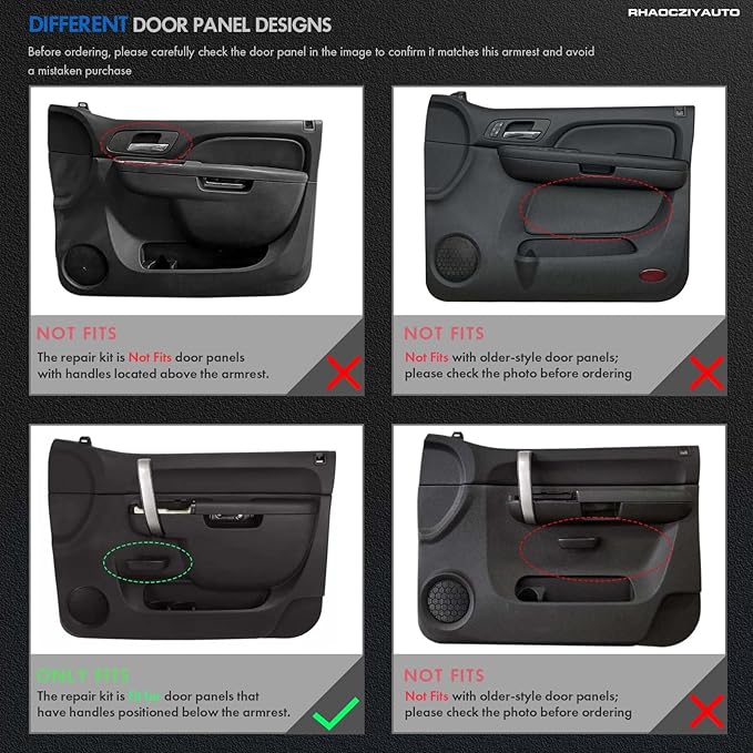 22818472 Front Right Passenger Side Armrest Repair Kit Fit for Chevy Silverado 1500 2500HD 3500HD 2010-2014 For GMC Sierra 1500 2500 HD 3500 HD 2010-2014 Door Panel with Release Handle Below Armrest