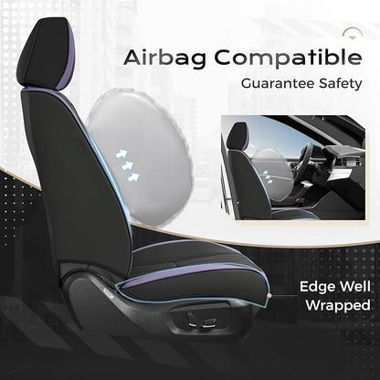 Coverado Car Seat Covers Front Seats, Seat Covers for Cars, Car Seat Protector, 2-Pack Car Seat Cushion Nappa Leather, Waterproof Seat Covers Carseat Cover Universal Fit for Most Cars(Purple&Black)