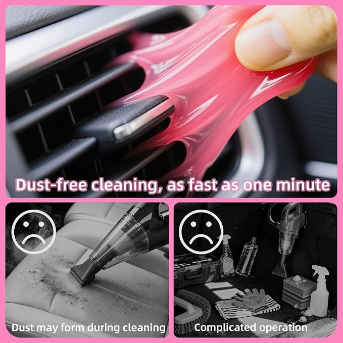 ColorCoral 2 Pack Car Cleaning Gel Reusable Auto Slime Cleaner,Rose Scent Dust Cleaning Gel Keyboard Slime for Car Interior Air Vent Cleaner, Auto Detailing kit Tools Accessories,Gifts for Men Women
