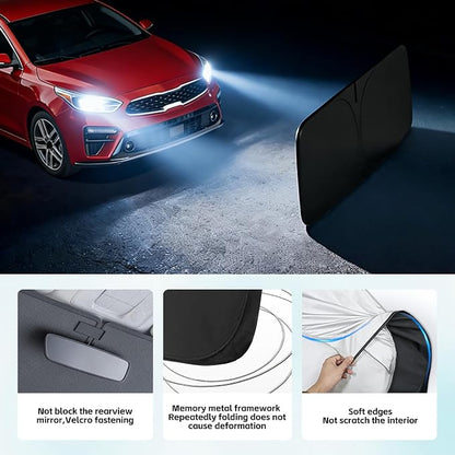 Windshield Sun Shade for Kia Forte 2014-2026 Sunshade 300T Windshield Cover Shield Protector Blocks UV Rays Custom Fit Forte Front Window Shades Windshield Accessories Keep Cool Foldable
