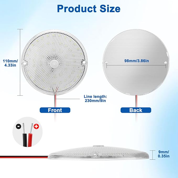 Linkstyle 12V RV Interior Lights: 4PCS LED Ceiling Dome Light, 60LEDs 1000LM Interior Lighting with Switch for Car Van Truck Auto Vehicle Boats, 8000K