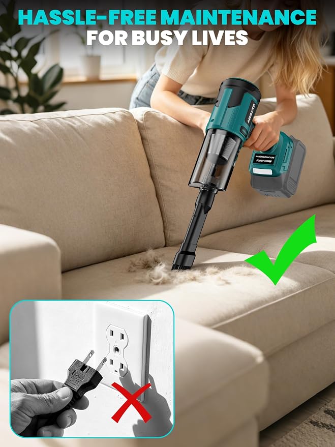 Handheld Electric Vacuum Cleaner Compatible with Makita 18V Battery, Portable Handheld Vacuum for Pet Hair & Sand, Capable of Quick Vehicle Interior & Garage Cleanup, (Battery Not Included)