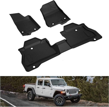 KIWI MASTER Floor Mats for 2020-2026 Jeep Gladiator JT, OEM Replacement 82215626AB, Custom Fit All Weather Car Mats, Heavy Duty TPE Floor Liners, Front & Rear 2 Row, Black