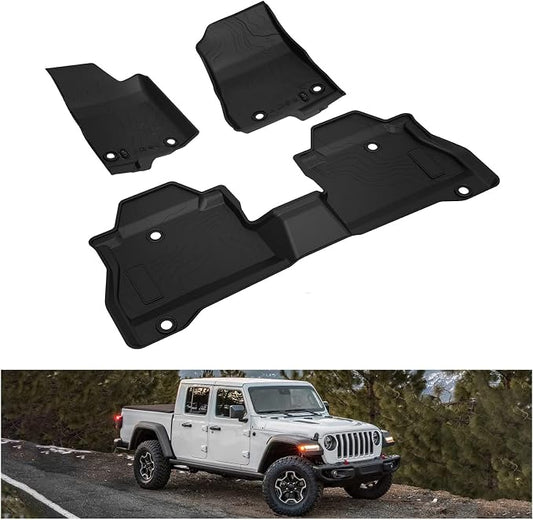 KIWI MASTER Floor Mats for 2020-2026 Jeep Gladiator JT, OEM Replacement 82215626AB, Custom Fit All Weather Car Mats, Heavy Duty TPE Floor Liners, Front & Rear 2 Row, Black