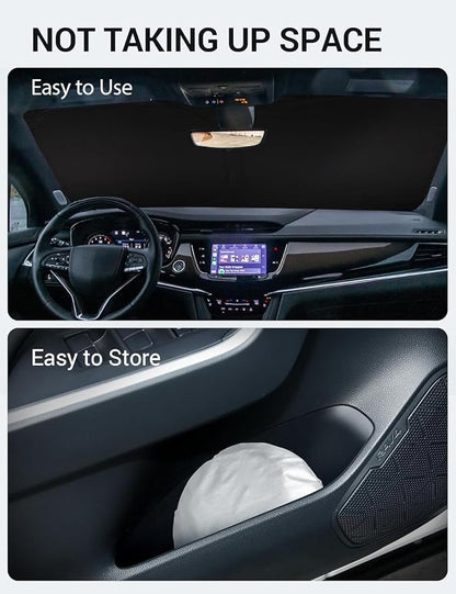 Proadsy Windshield Sun Shade for Cadillac XT6 2020-2025 2026 Foldable Front Sunshade Protector Sun Visor Blocks UV Rays Keep Car Cooler