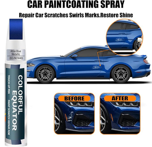 B3/M7440 Atlas Blue Metallic Touch Up Paint for Ford, Car Paint Pen Scratch Repair Two-In-One Touch Up Paint, Premium Car Scratch Remover for Deep Scratches