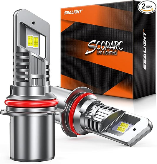 SEALIGHT 9007 Bulbs with 6500K White Light,40000LM Super Bright, 1:1Mini Design Fog Light Bulbs,3 Mins Plug-N-Play, Pack of 2 9007 Bulbs