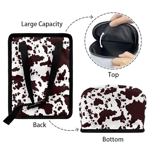 Brown Cow Print Trash Can for Car Portable Garbage Bag with Lid and Zipper Interior Auto Accessories Portable Trash Bin Hanging Backseat Cute Cowhide Multipurpose Multipurpose Trash Bags