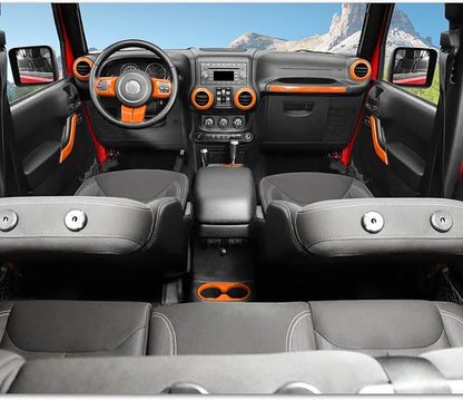 18PCS Full Set Interior Trim Kit for Jeep Wrangler JK JKU 2011-2018 4 Door,Center Console Door Handle Side Outlet Cup Holder Gear Cover Trim (Orange)