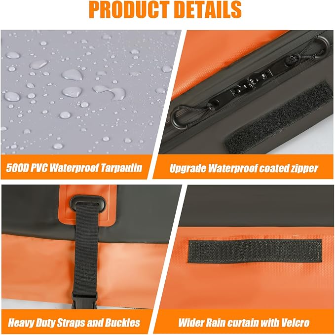 Car Rooftop Cargo Carrier Bag, 30 Cubic Feet Waterproof Soft-Shell Car Roof Bag for All Vehicle with/Without Rack, Include Anti-Slip Mat, Reinforced Straps, Door Hooks Luggage Lock (Orange)