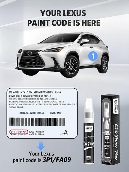 Grecian Water(8Y6) for Lexus Touch Up Paint Pen, 2 in 1 Car Scratch Remover with Pen Tip and Brush, Precise Color Match for Car Paint Scratch Repair, Quickly and Easily Fix Chips and Nicks