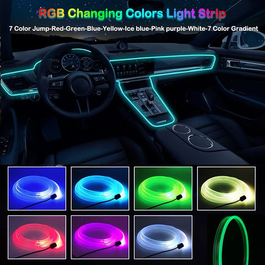 Jushope Interior Car LED Strip Lights, RGB USB Car Ambient Lighting, Car Accessories Fiber Optifc Lights Sync to Music (1 LED/118 inches)