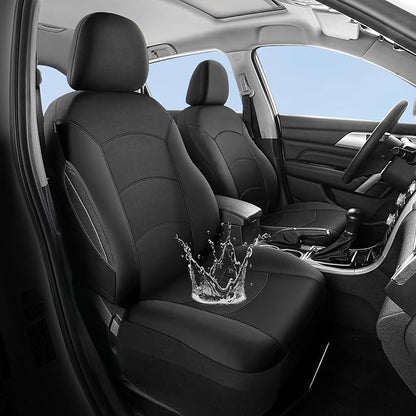 HChengkikz Car Seat Covers Front Seat, Waterproof Neoprene Seat Covers, Airbag Compatible, Universal Fit Most Sedans, SUVs, Trucks (Black)