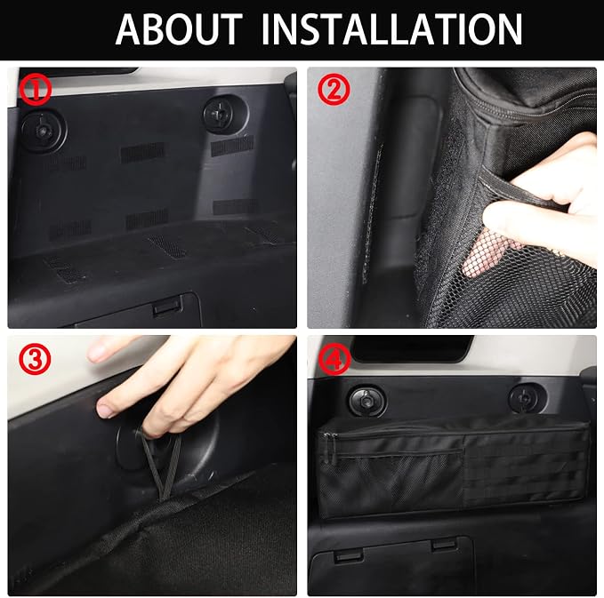 Aunginsy Car Trunk Organizer Compatible with Toyota FJ Cruiser 2007-2021+, 1PCS Left Side Trunk Storage Bag Backseat Hanging Storage Multi-Compartment Oxford Cloth Space Saving Interior Accessories