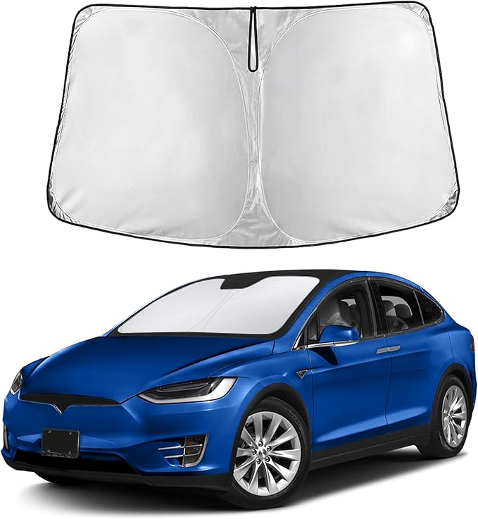 EcoNour Windshield Sunshade Compatible for Tesla Model X 2016-2023 2024 2025, Sun Visor for Front Windshield & Window Sun Shade Cover, UV Heat Blocker & Protector, Car Accessories