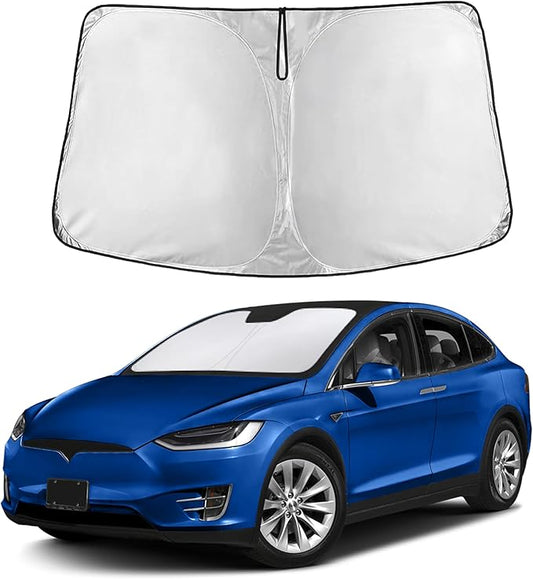 EcoNour Windshield Sunshade Compatible for Tesla Model X 2016-2023 2024 2025, Sun Visor for Front Windshield & Window Sun Shade Cover, UV Heat Blocker & Protector, Car Accessories