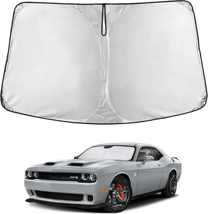 EcoNour Windshield Sunshade Compatible for Dodge Challenger 2015-2023 2024 2025, Sun Visor for Front Windshield & Window Sun Shade Cover, UV Heat Blocker & Protector, Car Accessories