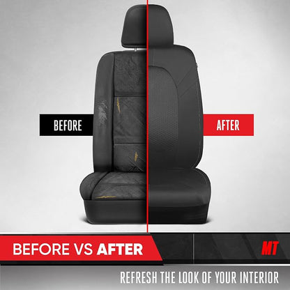 Motor Trend Honeycomb Polyester Seat Covers – Semi Universal Fit Front Seat Protector for Most Cars, Trucks, SUVs – Breathable Hex Design, Easy to Install, Black & Gray Car Seat Cover