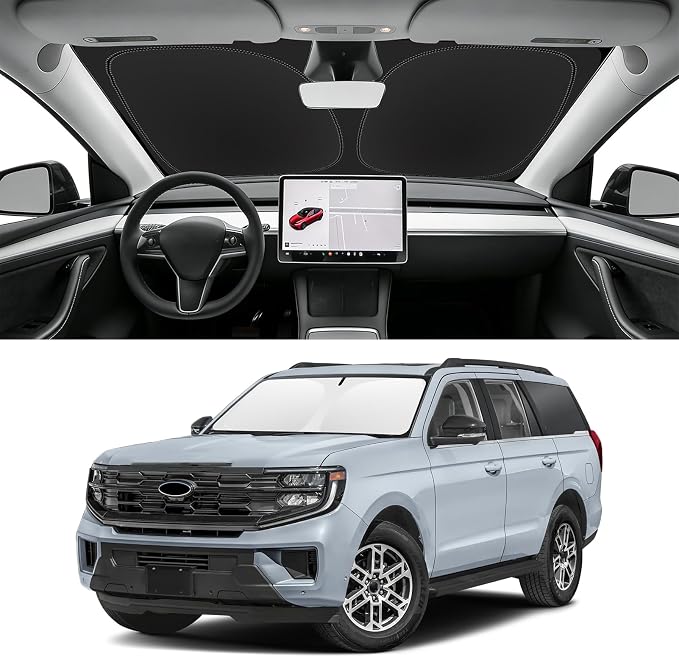 Custom Fit Windshield Sun Shade for Ford Expedition 2018-2025, Blocks UV & Heat, Front Window Sunshade Accessories, Easy Fold & Store Keep Your Car Cooler
