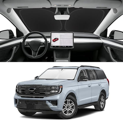 Custom Fit Windshield Sun Shade for Ford Expedition 2018-2025, Blocks UV & Heat, Front Window Sunshade Accessories, Easy Fold & Store Keep Your Car Cooler
