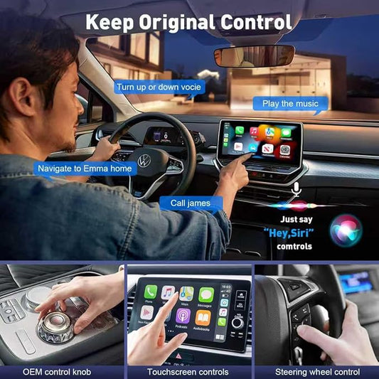UANTIN Wireless CarPlay Adapter for Apple iPhone iOS 10+ & Cars from 2015+, Mini Edition, Converts Factory Wired to Wireless CarPlay Dongle Plug & Play, USB A/C