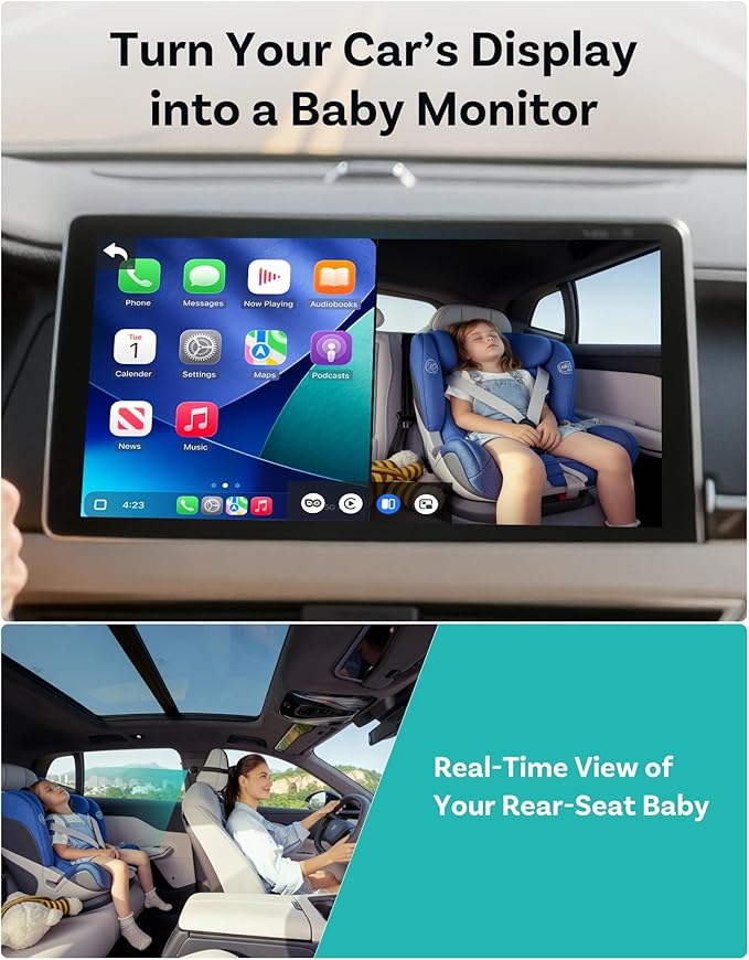 OTTOCAST Baby Car Camera 2026,Wireless CarPlay Adapter (No Android Support) | Display the Baby View on the Original Car Screen,Split Screen for Navigation & Baby Monitor,Wired CarPlay to Wireless