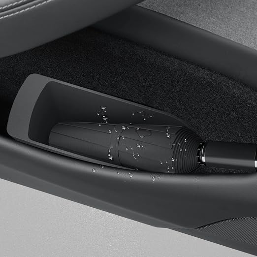 For 2026 New Tesla Model Y Juniper Front Car Door Trash Cans Side Door Portable Small Garbage Storage Bin Interior Accessories - TPE, Black - 2 Pack