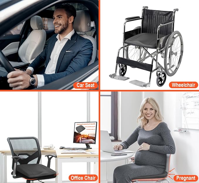 Lofty Aim Car Seat Cushion, Comfort Memory Foam Car Cushions for Driving - Sciatica & Lower Back Pain Relief, Driver Seat Pillow for Auto, Office Chair, Wheelchair - Classic Grey