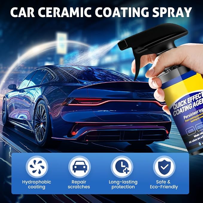 Advanced Car Quick-acting Coating Agent Spray, 2026 New Quick Effect Coating Agent for Car Paint Care Advanced Hydrophobic Nano Ceramic Wax for Vehicles Shine (3PCS)