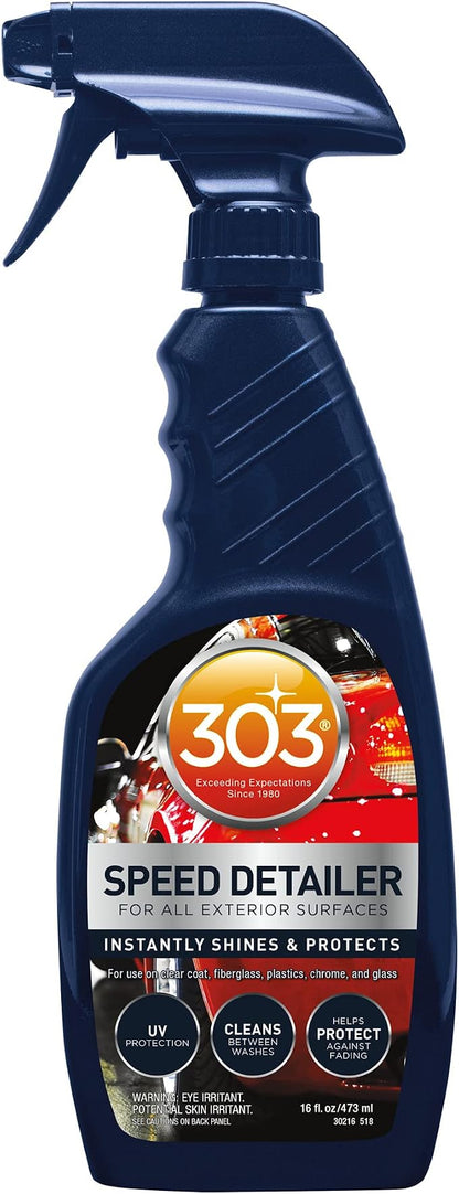 303 Products Speed Detailer - For All Exterior Automotive Surfaces - Instantly Shines And Protects Paint - Cleans Between Washes - UV Protection, 16 fl. oz. (30216CSR) Packaging May Vary