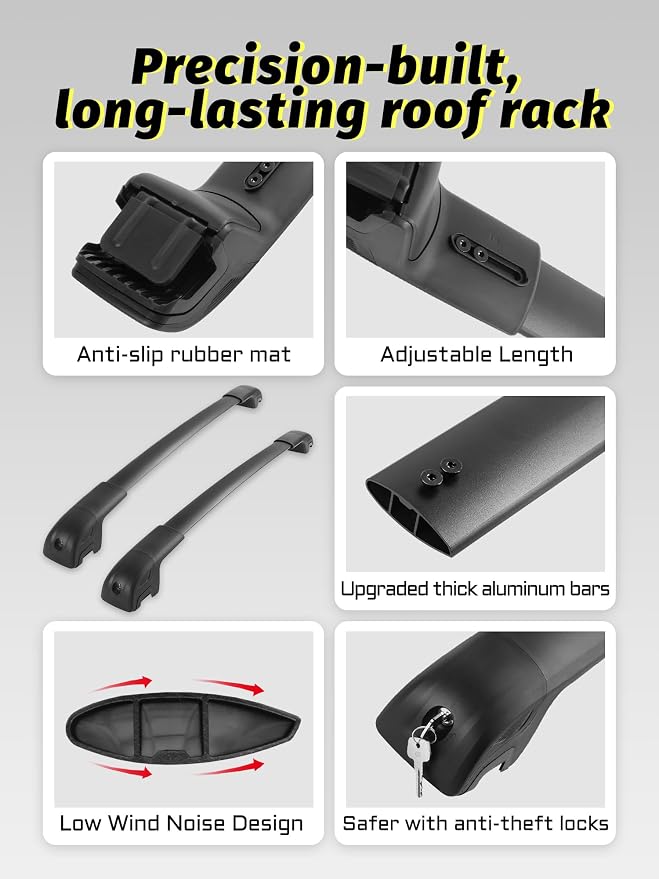 Gdydi 220lbs Crosstrek 2024 2025 Limited/Premium/Sport Lockable Roof Rack Cross Bars Black Aluminum Roof Rack, Fit Side Roof Rails (Not for Wilderness), Rooftop Cargo Carrier Luggage Cross Bars