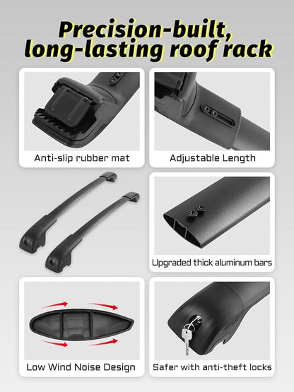 Gdydi 220lbs Crosstrek 2024 2025 Limited/Premium/Sport Lockable Roof Rack Cross Bars Black Aluminum Roof Rack, Fit Side Roof Rails (Not for Wilderness), Rooftop Cargo Carrier Luggage Cross Bars