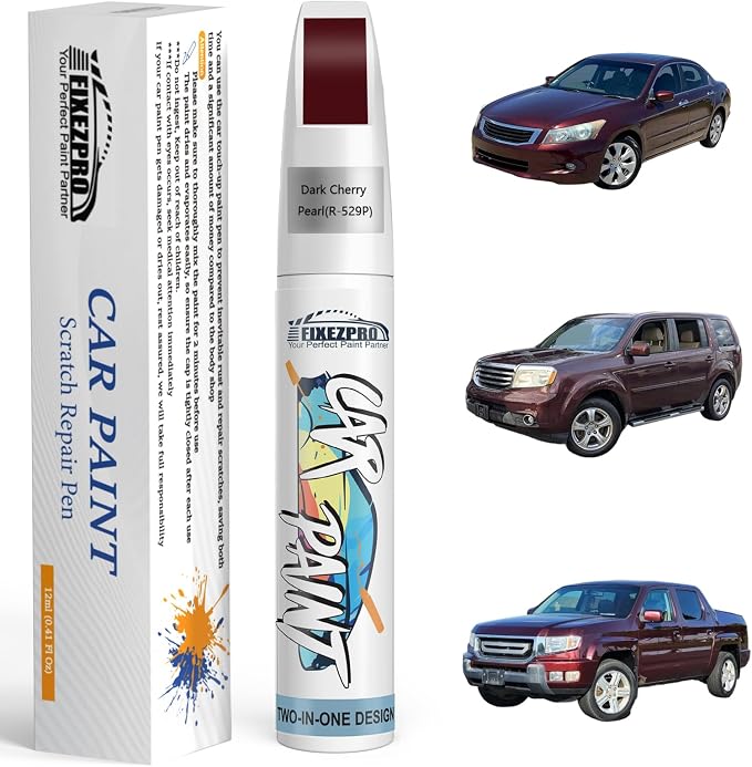 R-529P Dark Cherry Pearl Car Touch Up Paint for Honda, Color Match Auto Paint Repair Pen,Professional Car Scratch Repair Remover Pen Quick Drying, Easy to Use