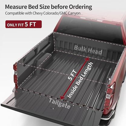 OEDRO Roll Up Truck Bed Tonneau Cover Compatible with 2015-2026 Chevy Colorado/GMC Canyon with 5.2ft Bed