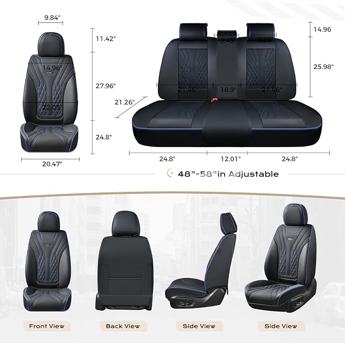 Coverado Car Seat Covers, Car Seat Covers Front Seats, 2-Pack Front Seat Cover, Nappa Leather Waterproof Seat Covers, Car Seat Protectors, Automotive Seat Covers Universal Fit for Most Vehicles