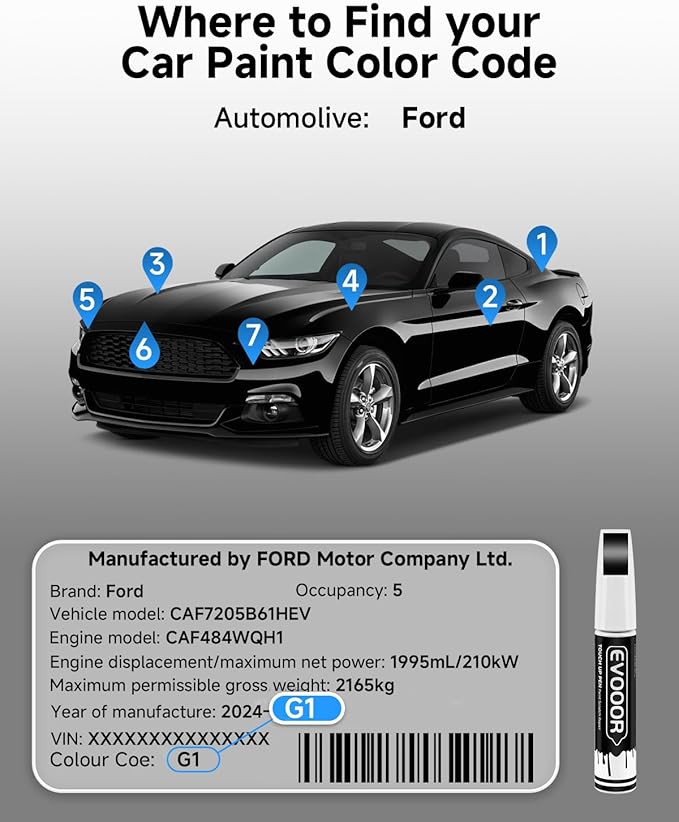 G1 Shadow Black Touch Up Paint for Ford – Exact Match 2 in 1 Paint Pen for Chips and Nicks Repair