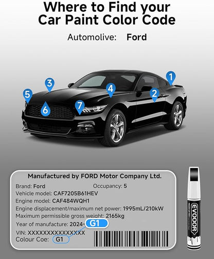 G1 Shadow Black Touch Up Paint for Ford – Exact Match 2 in 1 Paint Pen for Chips and Nicks Repair