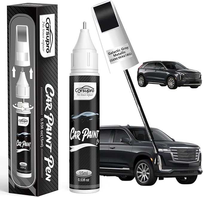 Galactic Gray Metallic(G6M/WA618G) for Cadillac Touch Up Paint Pen, 2 in 1 Car Scratch Remover with Pen Tip and Brush, Precise Color Match for Car Paint Scratch Repair, Quickly and Easily Fix Chips and Nicks