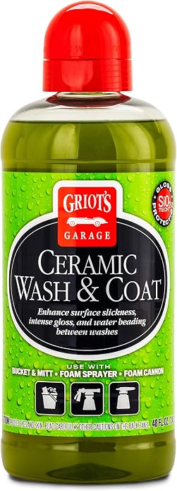 Griot's Garage Ceramic Wash and Coat for All Car Exterior Surfaces, Lubricant Rich, Provides Durable Car Paint Protection, 10885, 48oz
