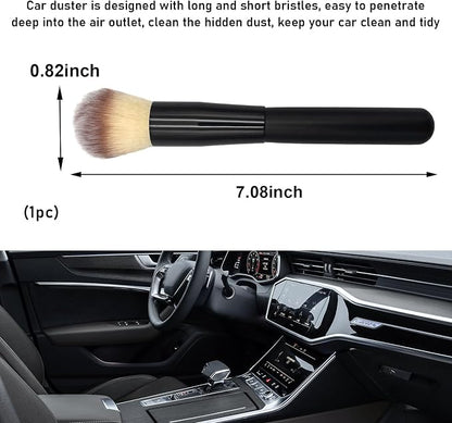 Ziciner Car Detailing Brush, Curved Soft Bristles Auto Removal Dust Collectors, Universal Vehicle Dashboard, Air Conditioner Vents etc Interior Cleaning Tool Accessory (Long-Beige)
