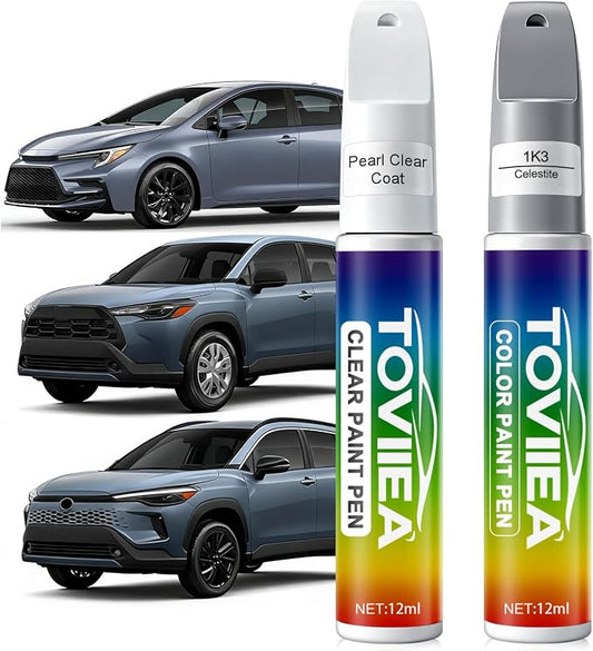 Celestite(1K3) Touch Up Paint Compatible with TOYOTA,2-In-1 Car Scratch Remover Pen,Car Paint Scratch Repair Kit for Scratches,Chips & Nicks,2-PCS SET
