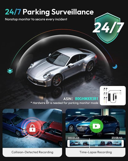 BOTSLAB 4K Dash Cam Front and Rear, 170° Ultra Wide 4K+2K Dashcam with ADAS, Night Vision, 24/7 Parking Mode, IMX415 STARVIS Sensor, WDR, 5.8GHz WiFi, Built-in GPS, Loop Recording (No SD Card)