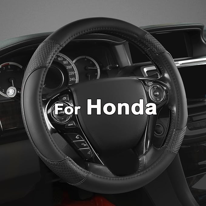 GIANT PANDA Steering Wheel Cover for Honda Civic(2006-2015),CR-Z, Insight, S2000 (Black-Small Size)