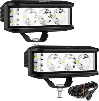 Auxbeam 5in 68W Offroad Driving Lights, 6800LM Side Shooter LED Light Bar with White Spot Flood Combo Beam, Waterproof Offroad Fog Light for UTV ATV Jeep Wrangler Motor Truck Boat