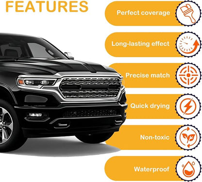 PXJ/KXJ Diamond Black Touch Up Paint for Dodge Ram, Car Paint Scratch Repair Kit, 2 in 1 Scratch Remover Pen with Color-Matched Rapid Drying of Paint Coating