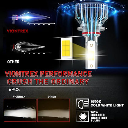 High Low Beam Fog Light Bulbs Combo Pack Fit for Acura MDX 2007 2008 2009 2010 2011 2012 2013 Driving Light Plug and Play,6500K White Car Lamp Bulb Kit,IP68 Pack of 6