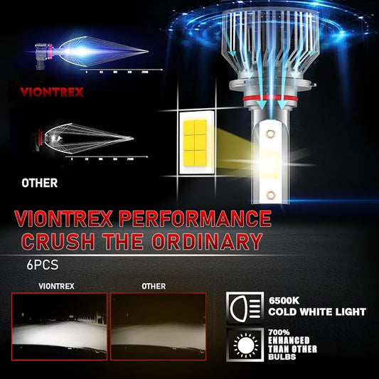 Fog Lights Bulbs Combo Pack Fit For Toyota Corolla 2009 2010 2011 2012 2013 Driving Light,Car Lamp Bulb Kit,Plug and Play IP68 Pack of 6